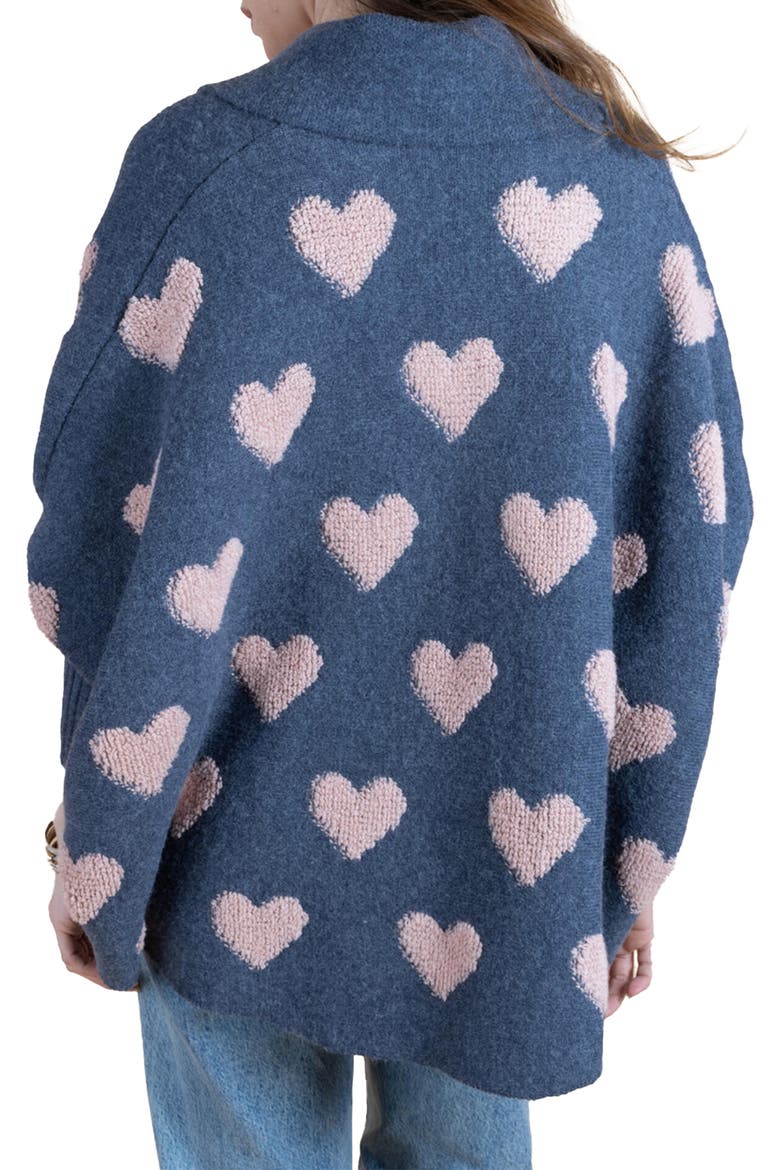Textured Heart Cardigan, Alternate, color, DENIM