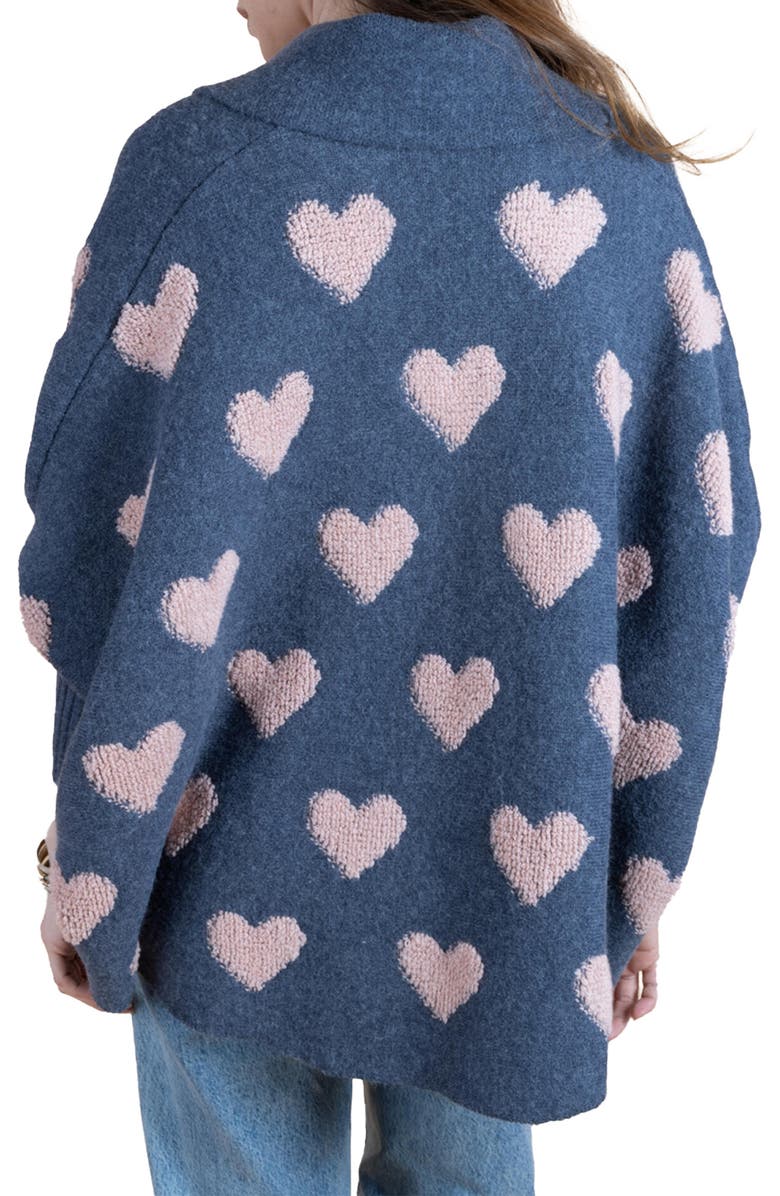 SAACHI Textured Heart Cardigan, Alternate, color, Denim