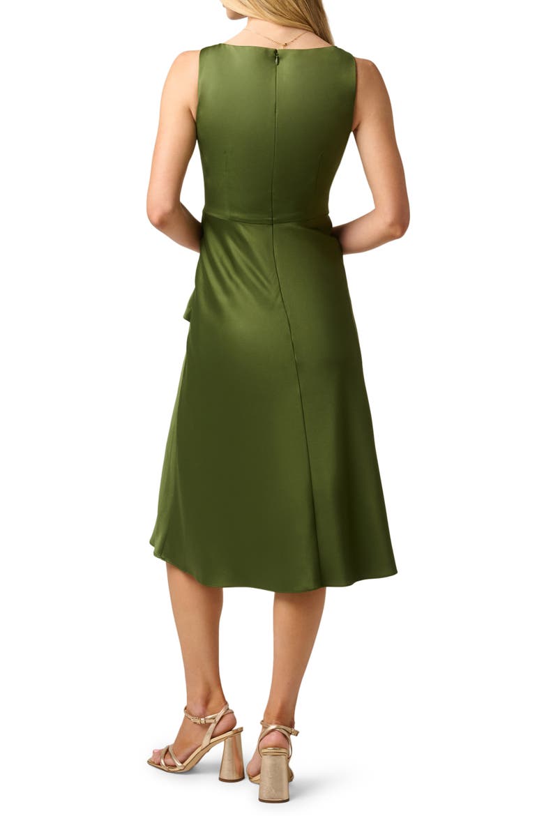Cowl Neck Satin Crepe Dress, Alternate, color, OLIVE CYPRESS