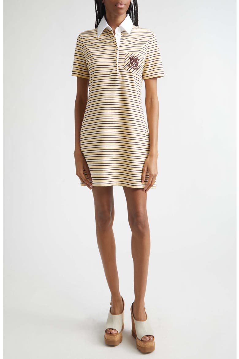 Embroidered Crest Fancy Stripe Polo Dress, Main, color, MULTICOLOR