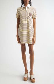 Stella McCartney Embroidered Crest Fancy Stripe Polo Dress