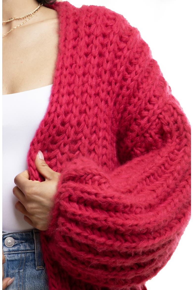 Chunky Knit Cardigan, Alternate, color, PINK