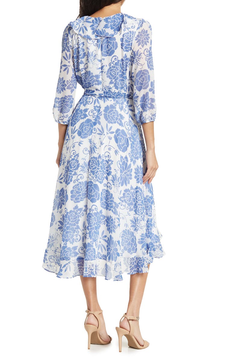 Gabby Skye 3/4 Sleeve Surplice Midi Dress, Alternate, color, 