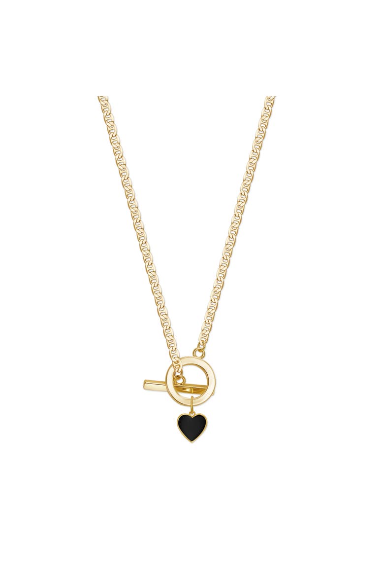 Gold Crush Heart Necklace, 18k Gold, Main, color, Black