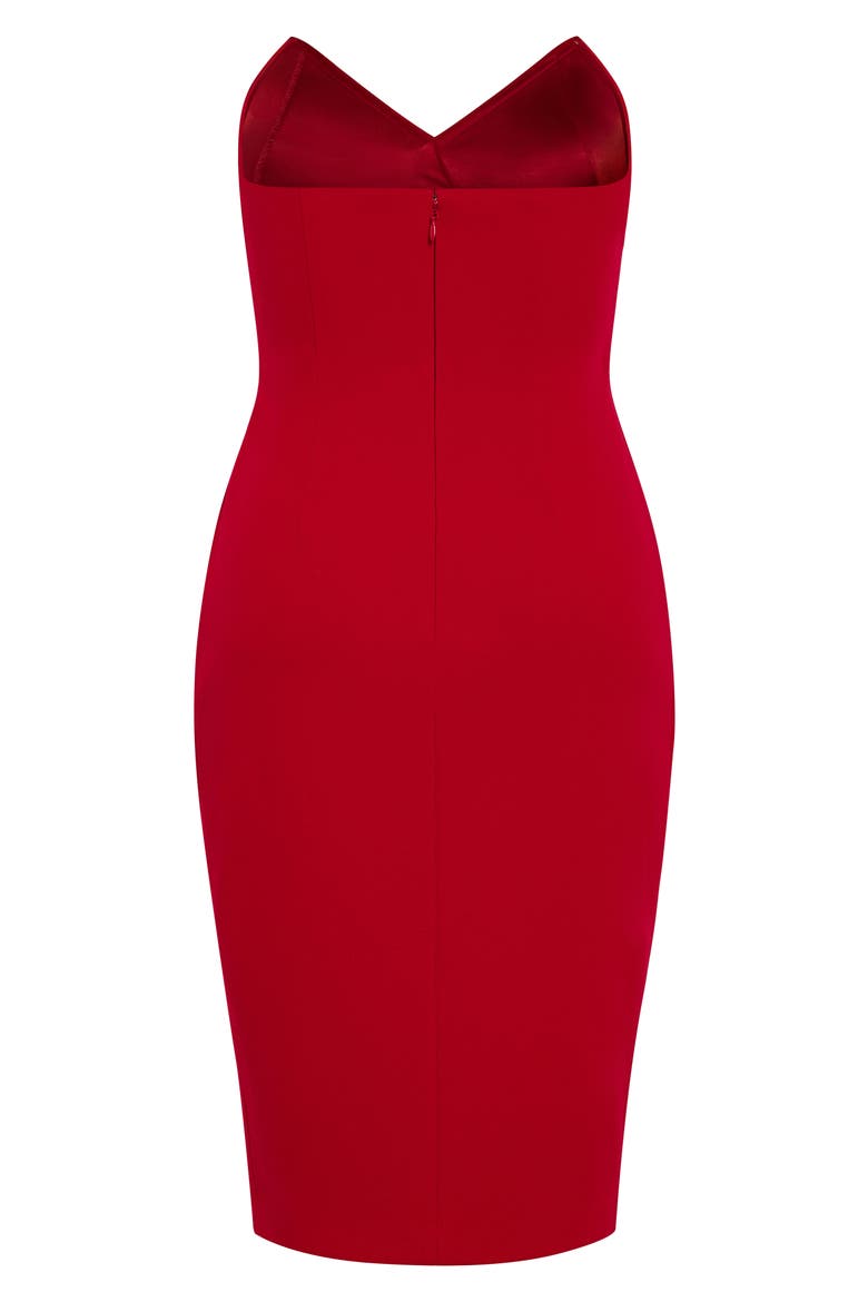 Luisa Strapless Side Pleat Midi Dress, Alternate, color, LOVE RED