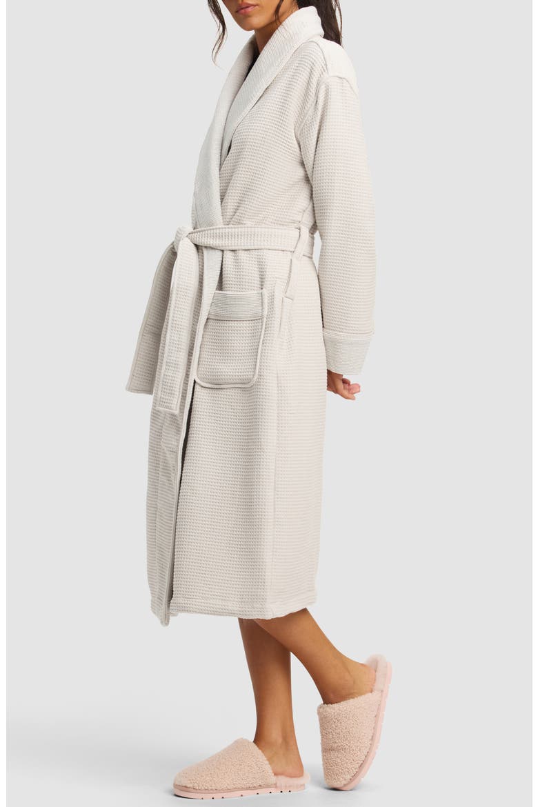 Waffle Terry Bath Robe, Alternate, color, LIGHT GREY