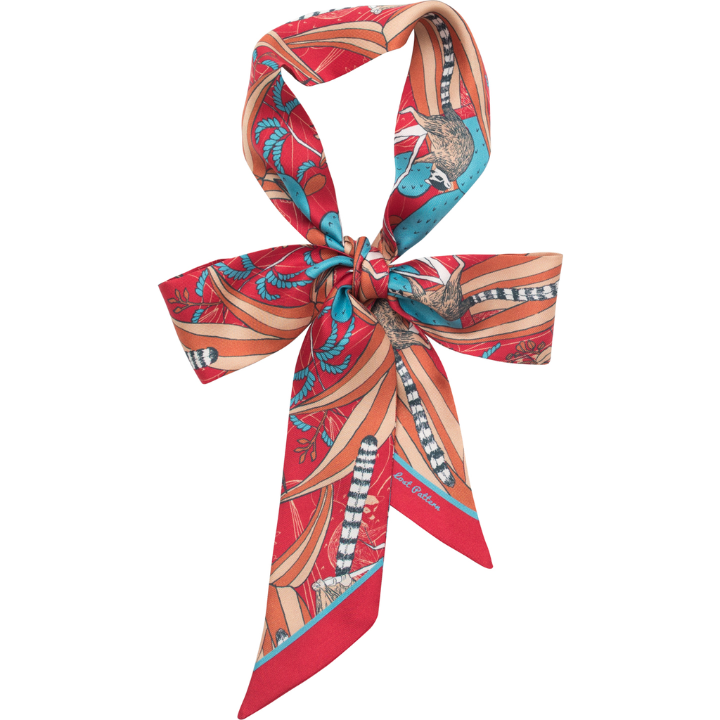 Lost Pattern Nyc "madagascar" Silk Skinny Scarf In Multi