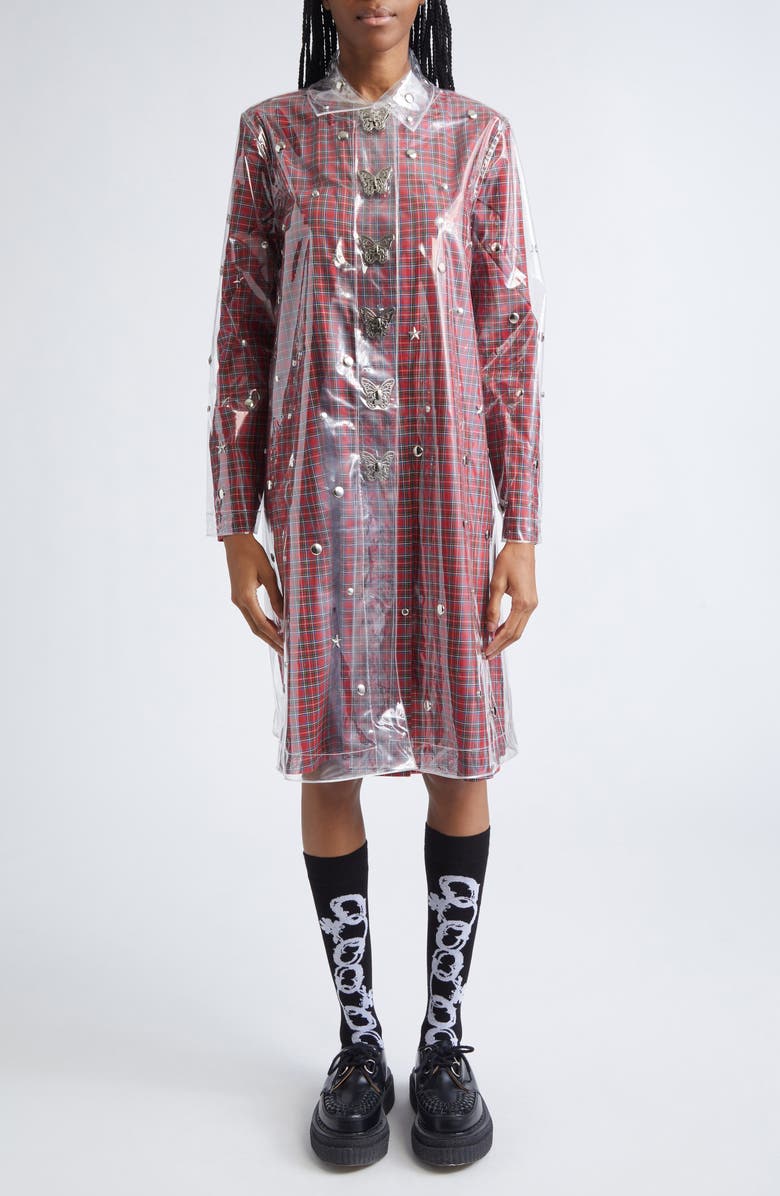 Chopova Lowena Squelchy Embellished Transparent Coat, Main, color, Clear