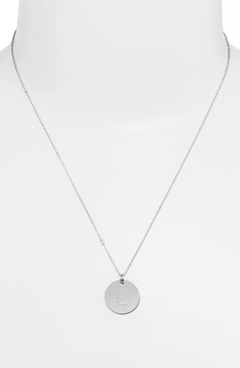 Sterling Silver Initial Disc Necklace