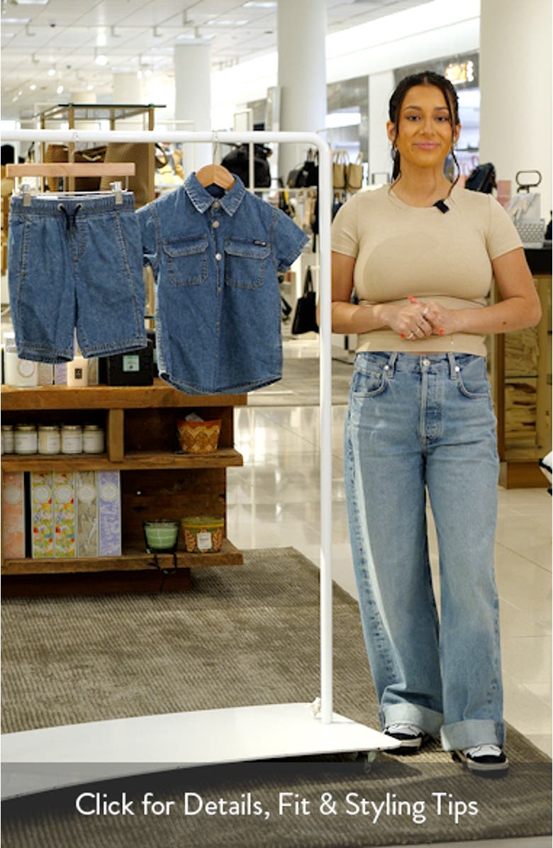 Kids' Chambray Short Sleeve Snap-Up Shirt & Shorts Set, sales video thumbnail