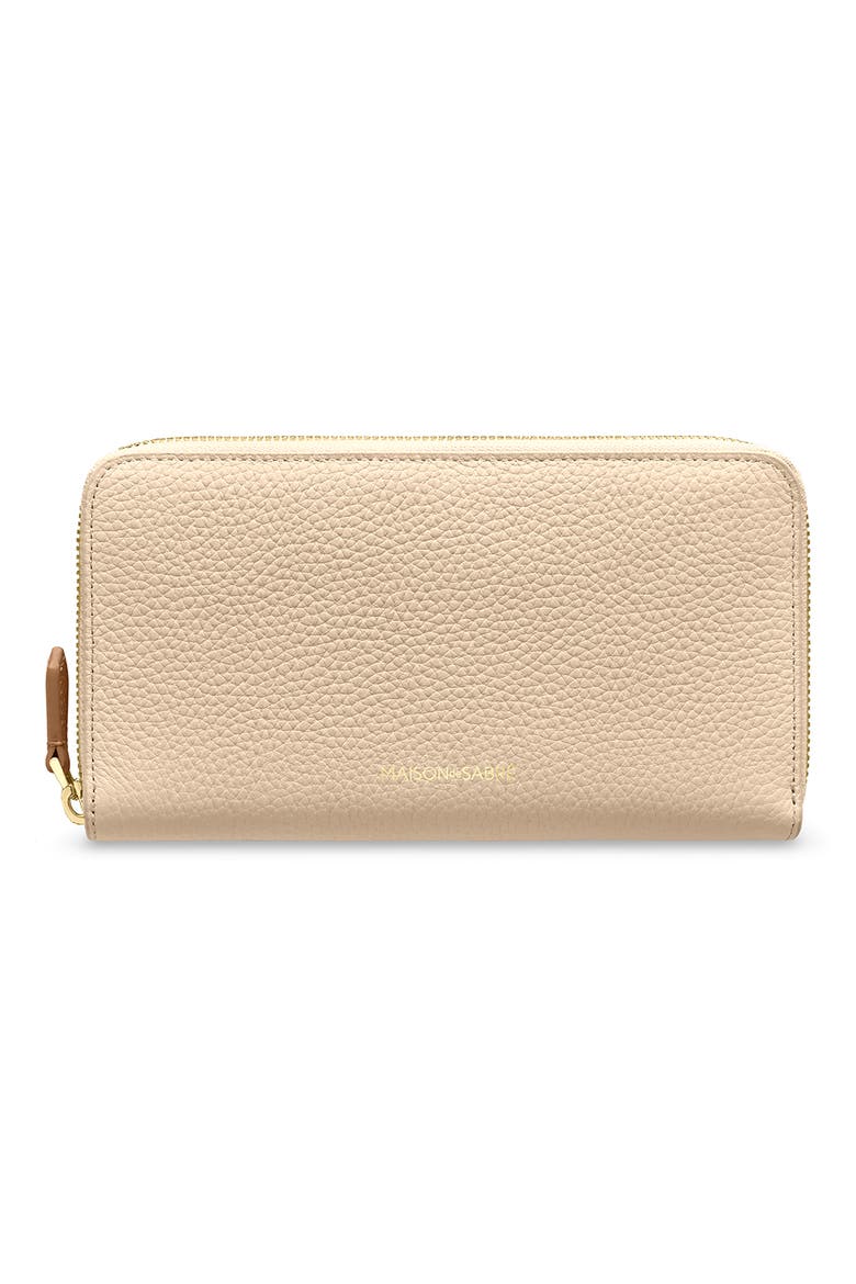 Long Leather Zip Wallet, Main, color, Saharan Brown