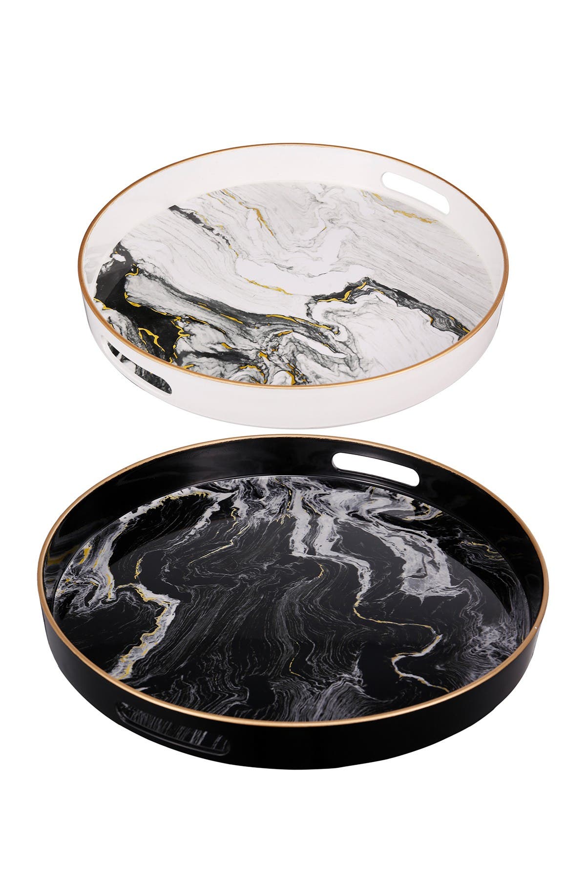 Black-White Quinn Trays - Set of 2