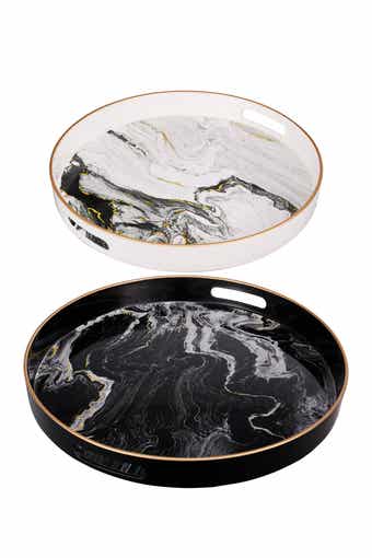 Black-White Quinn Trays - Set of 2