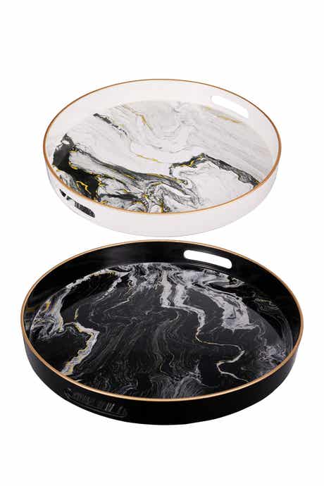 Black-White Quinn Trays - Set of 2