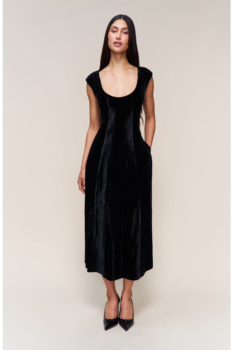 Leila Velvet Dress, Main, color, Black
