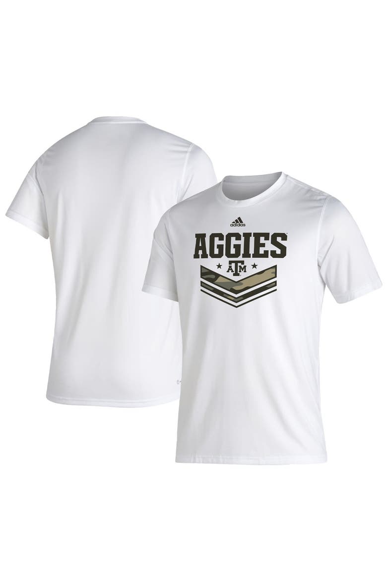 Men's adidas White Texas A&M Aggies Military Appreciation Creator T-Shirt, Main, color, White