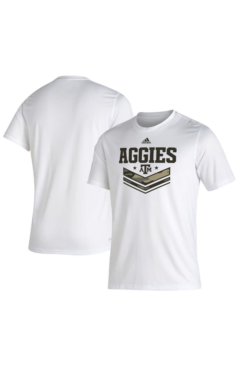 adidas Men's adidas White Texas A&M Aggies Military Appreciation Creator T-Shirt, Main, color, 