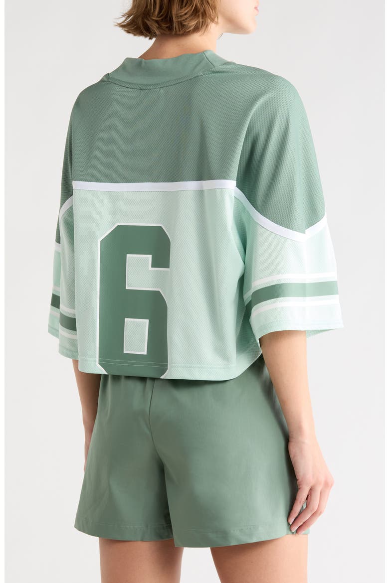 Oversize Crop Jersey Mesh V-Neck T-Shirt, Alternate, color, GREEN