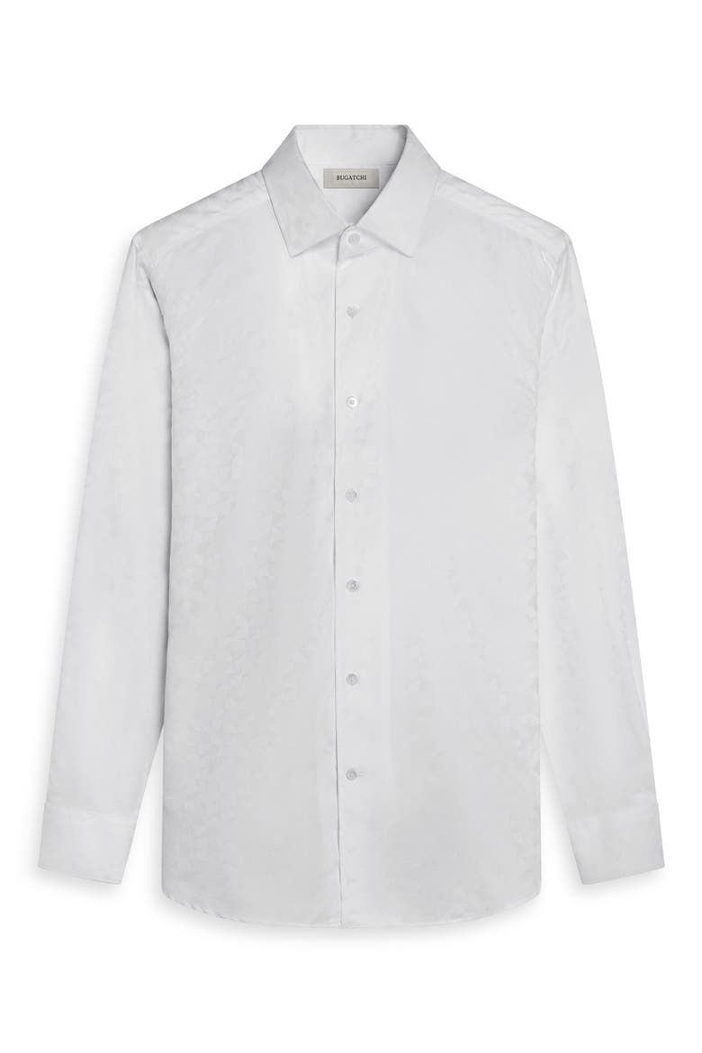 Alvin Shaped Fit Jacquard Button-Up Shirt, Alternate, color, WHITE