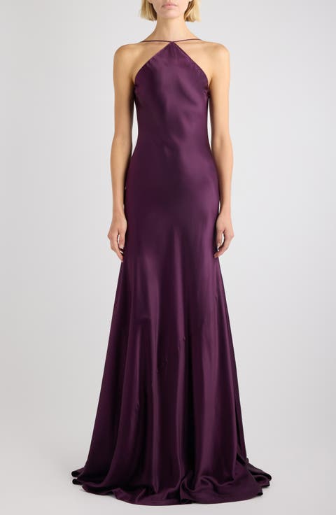 Curved Silk Satin Gown