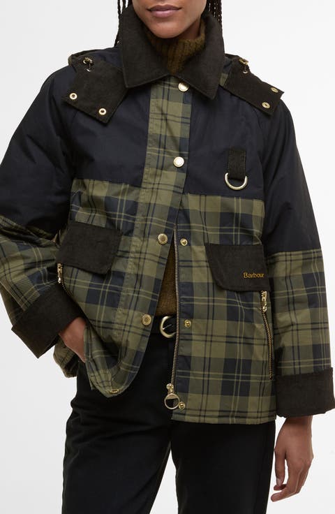 Elaine Plaid Showerproof Hooded Jacket