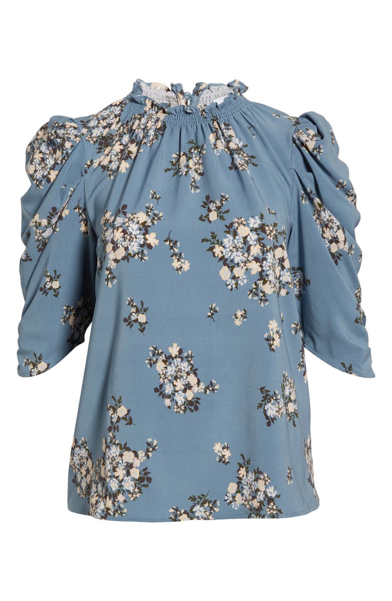 SUGARLIPS Moxi Floral Print Puff Sleeve Top, Alternate, color, Blue/ Multi