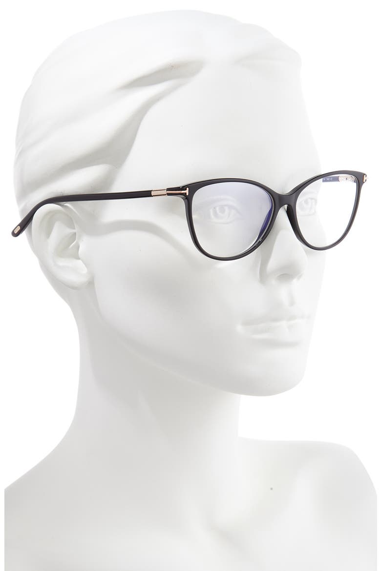 54mm Blue Light Blocking Optical Glasses, Alternate, color, SHINY BLACK