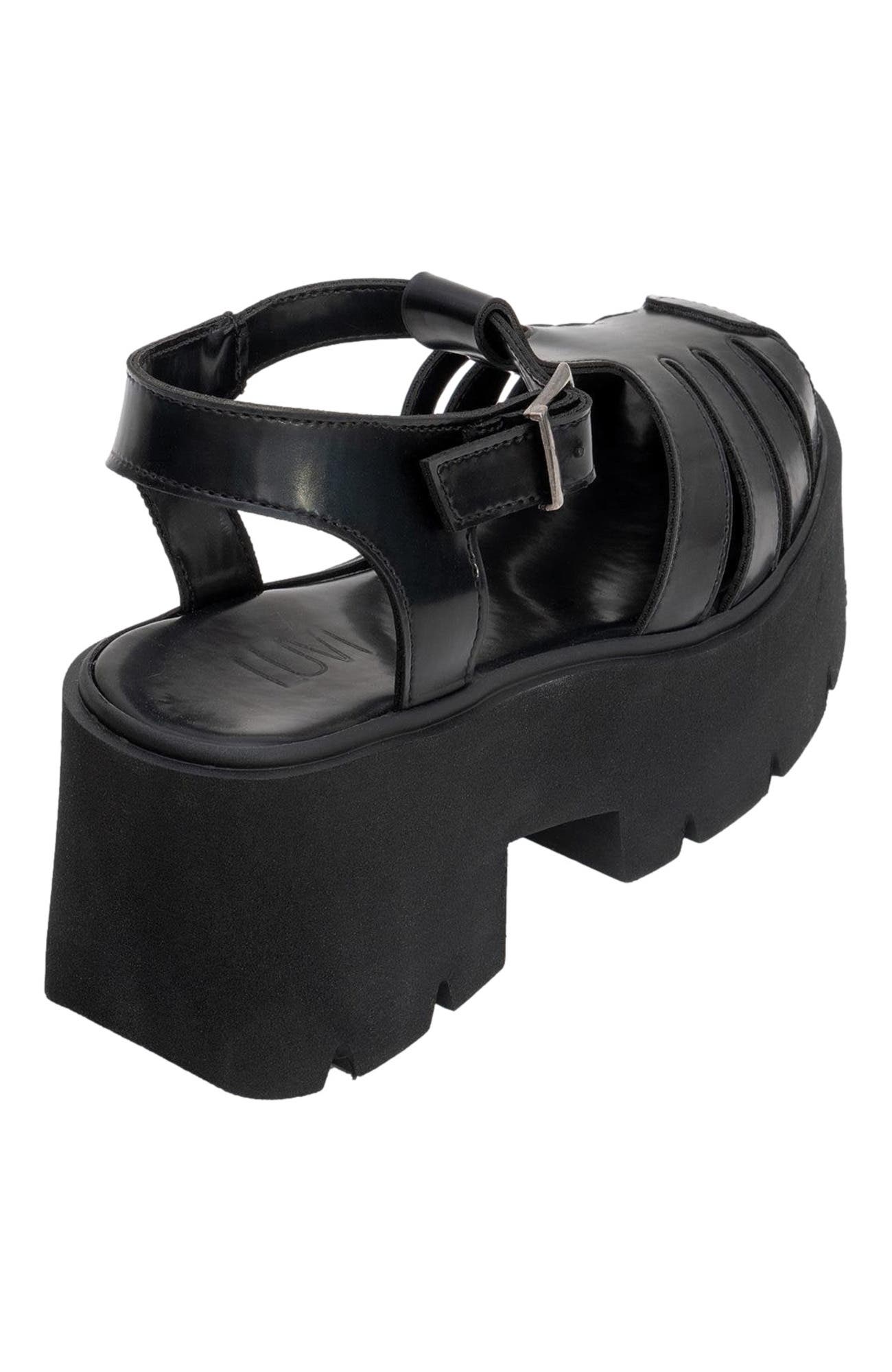 Prologue Shoes Verua Platform Sandal, Alternate, color, Black Faux Leather