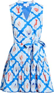 SUGARLIPS Lobster Bay Vilman Tie Waist Sleeveless Minidress