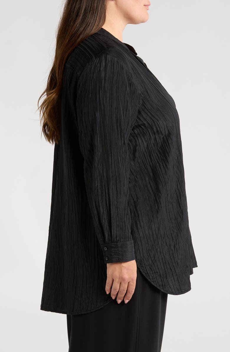 Eileen Fisher Mandarin Collar Textured Stretch Silk Tunic, Alternate, color,