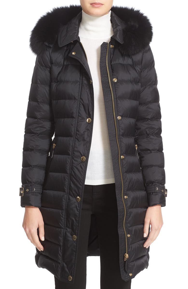 Burberry Ashmoore Down Puffer with Genuine Fox Fur Trim, Main, color, 