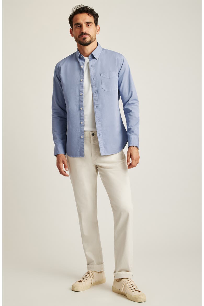 Slim Fit Solid White Stretch Cotton Button-Down Oxford Shirt, Alternate, color, SOLID - BLUE