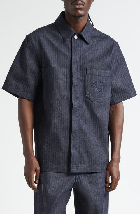 Short Sleeve Denim Button-Up Shirt