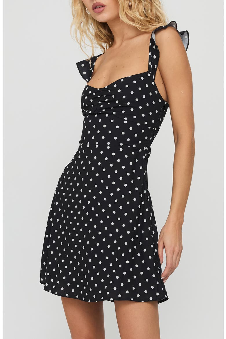 Landon Polka Dot Print Minidress, Alternate, color, BLACK / POLKA DOT