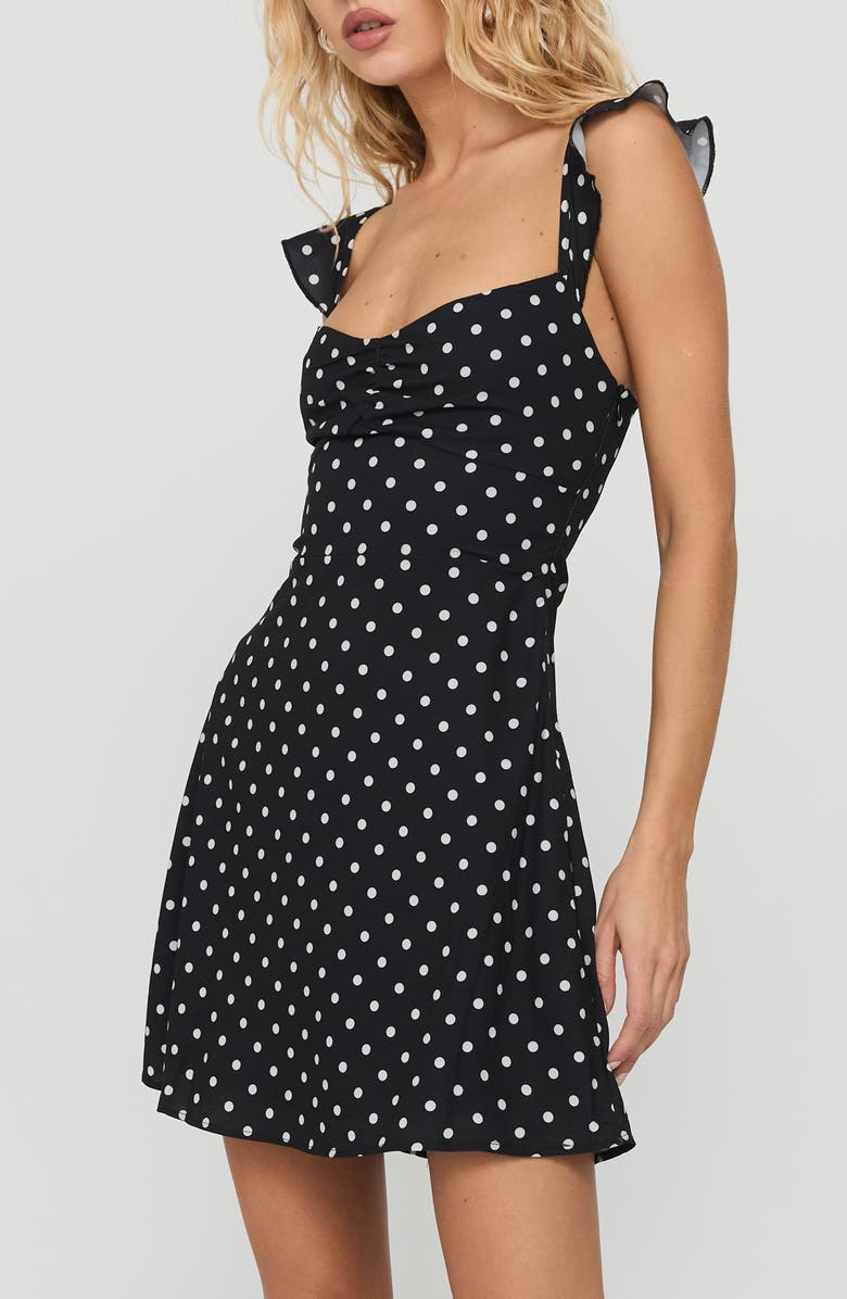 Princess Polly Landon Polka Dot Print Minidress, Alternate, color, Black / Polka Dot