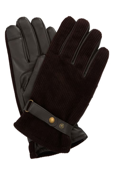 Nelson Waterproof Corduroy & Leather Touchscreen Gloves