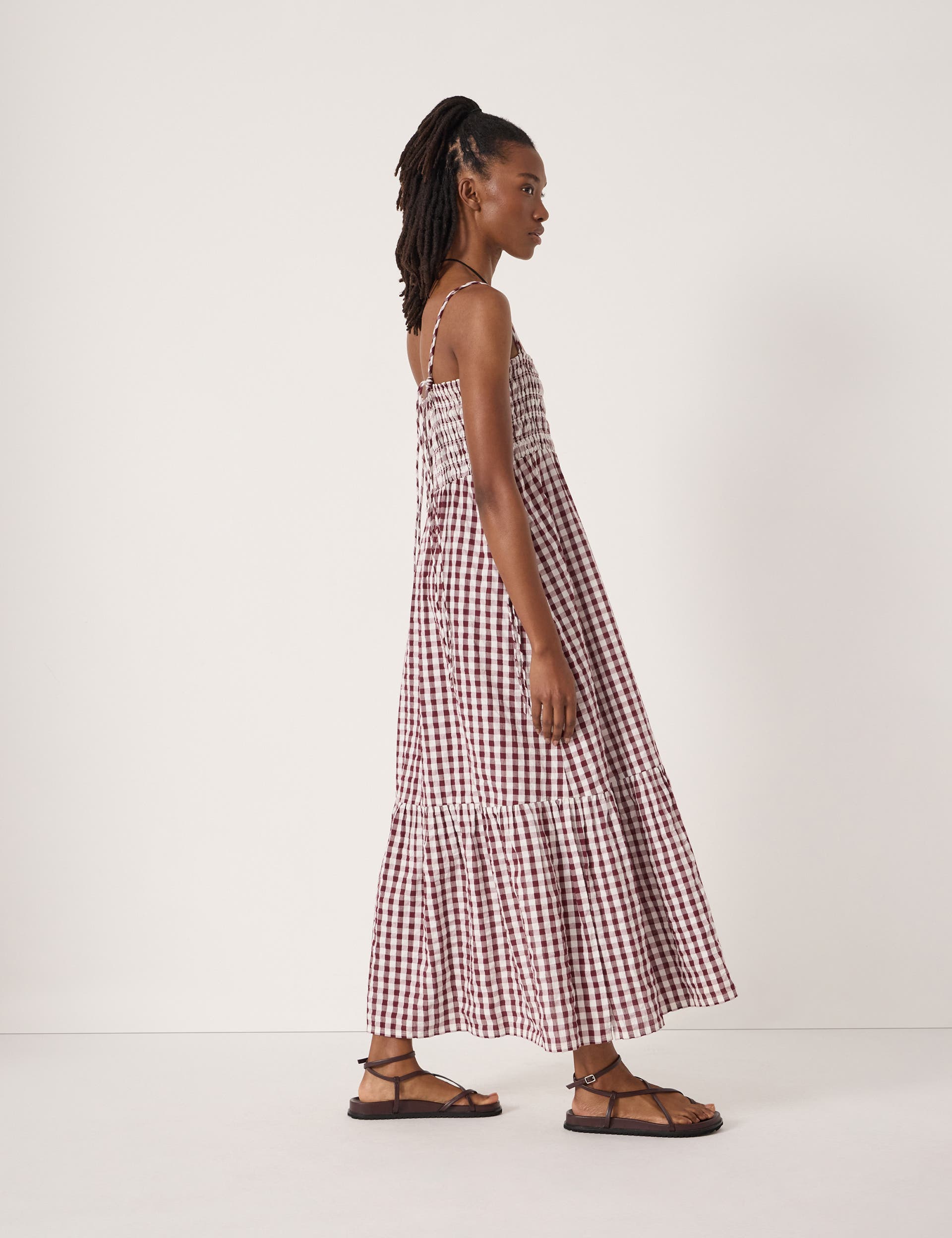 Leni Shirred Gingham Beach Dress - image 2
