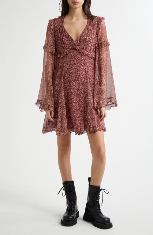 Weekend Max Mara Cardato Floral Print Long Sleeve Minidress in Cherry 