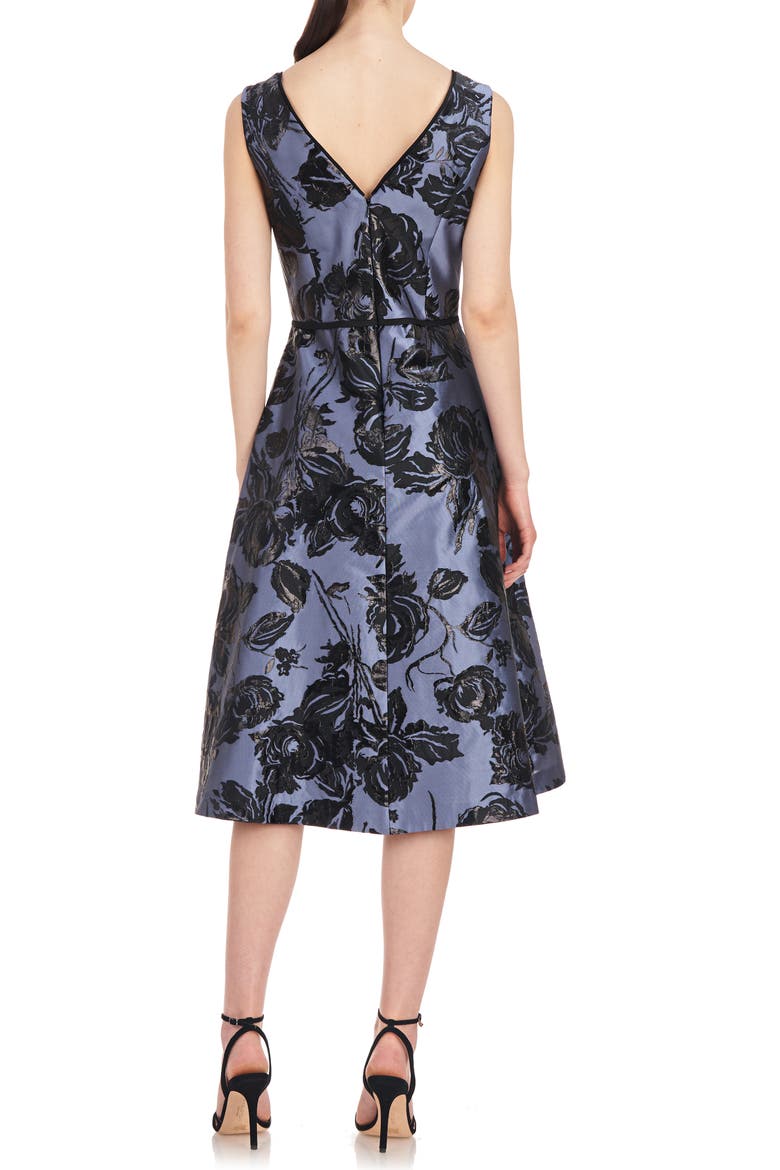 Jackie Floral Jacquard Sleeveless Midi Dress, Alternate, color, CORNFLOWER