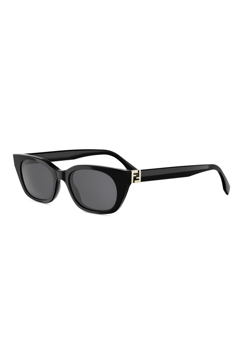 Forever Fendi 51mm Cat Eye Sunglasses, Alternate, color, SHINY BLACK / SMOKE