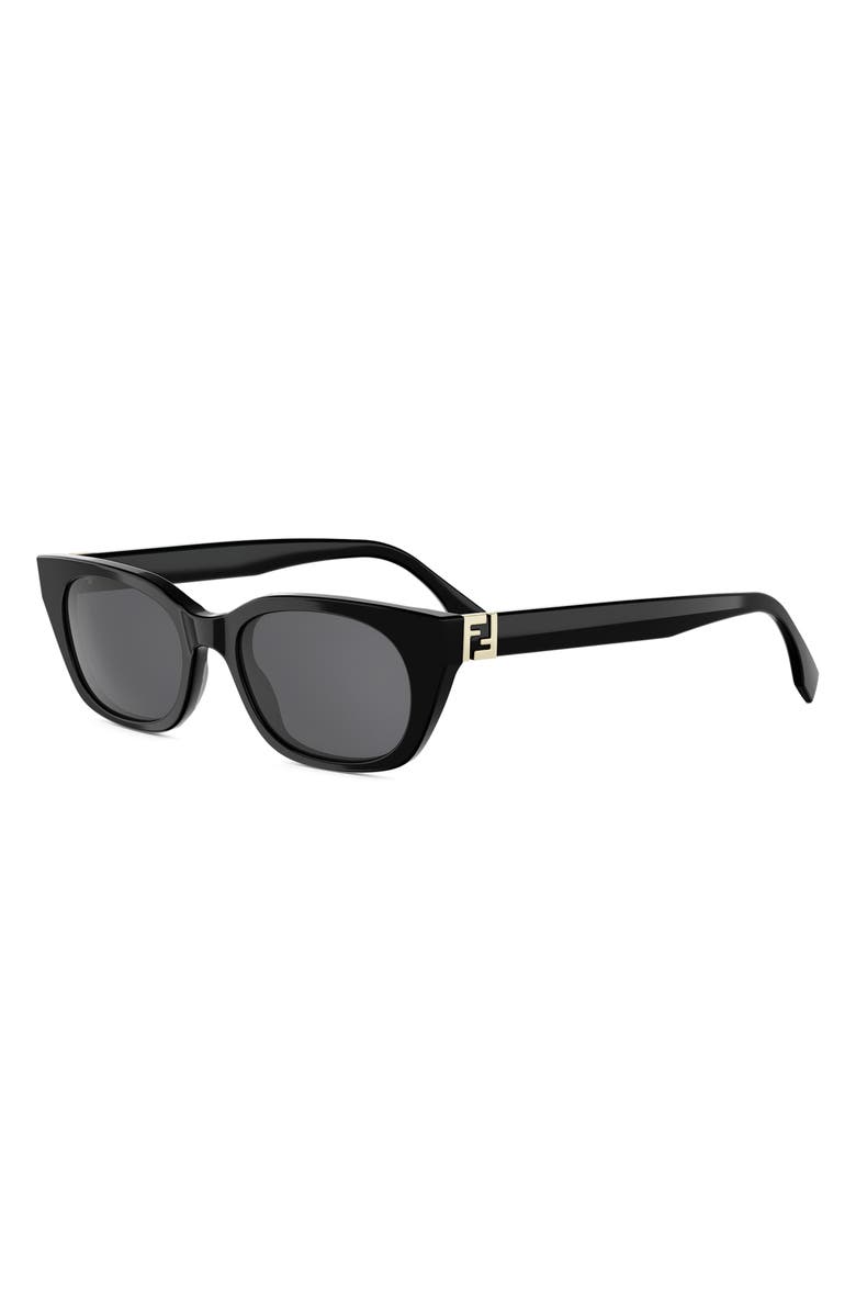 Fendi Forever Fendi 51mm Cat Eye Sunglasses, Alternate, color, Shiny Black / Smoke