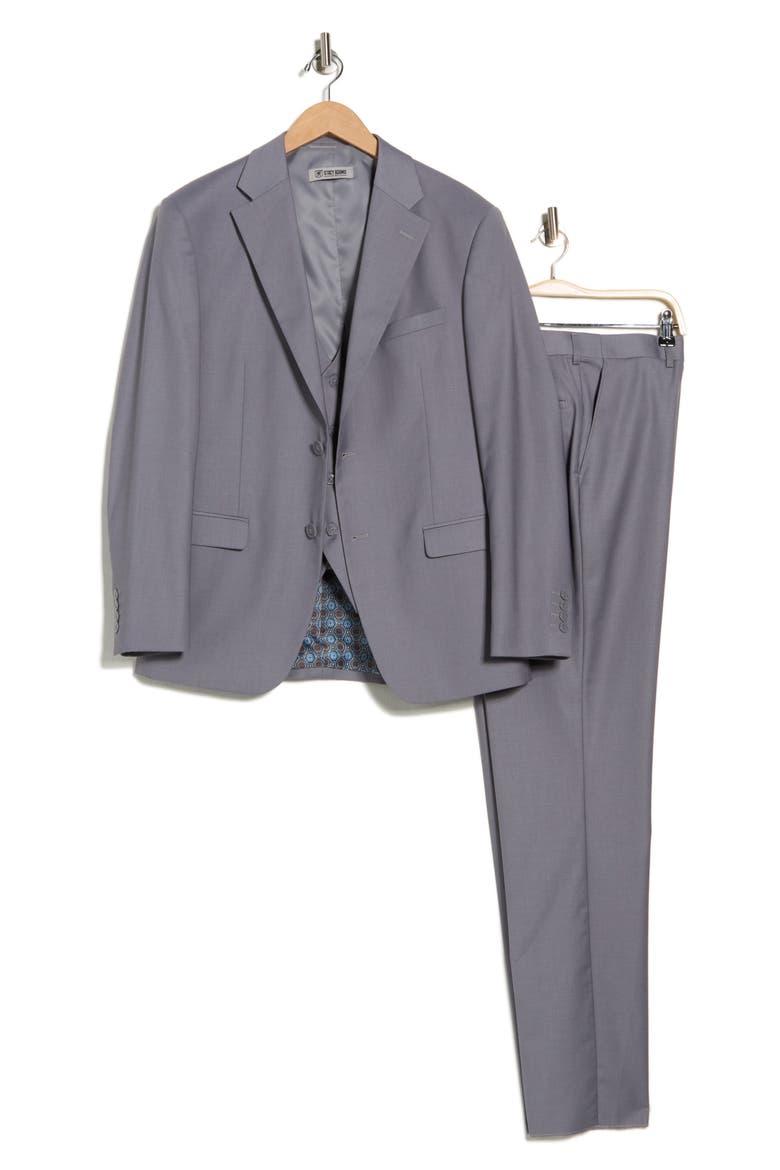 Grey Mélange 3-Piece Suit, Alternate, color, GREY
