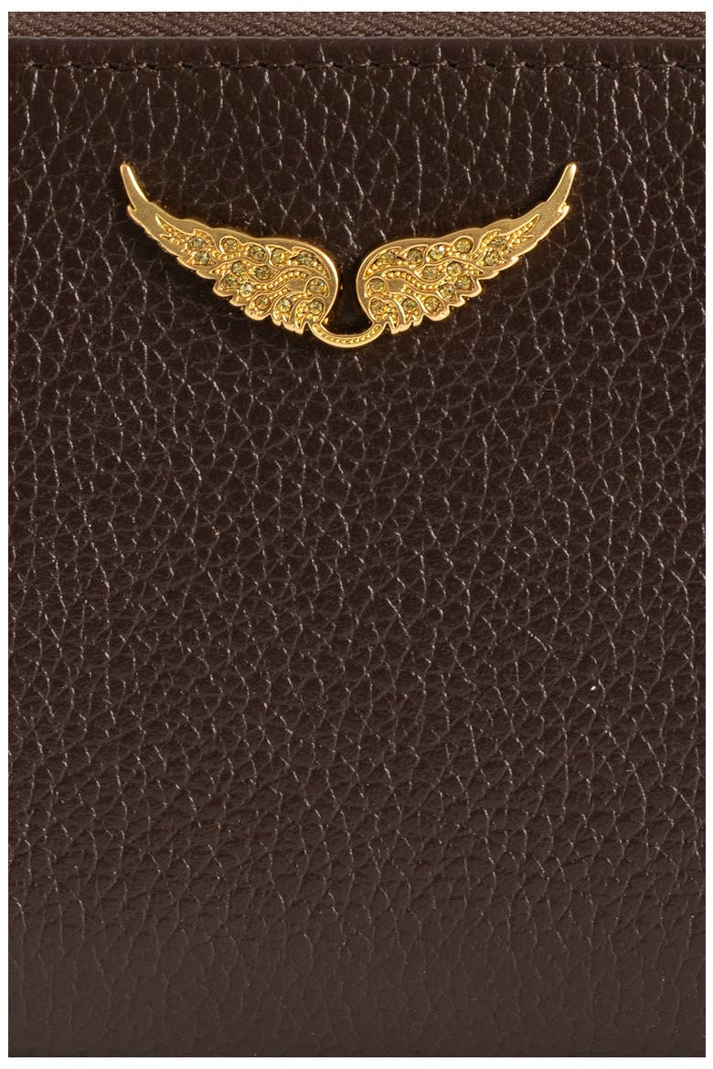 Mini Grained Leather Card Case, Alternate, color, BROWNIE