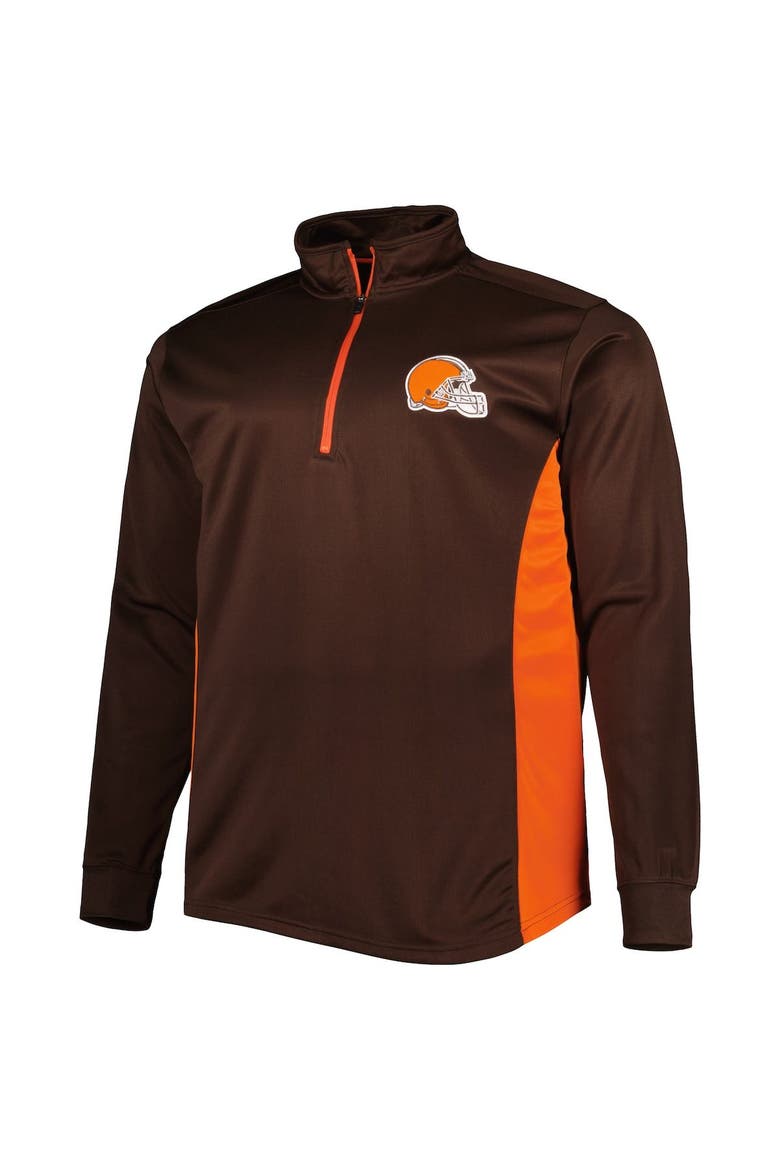 Men's Brown Cleveland Browns Big & Tall Quarter-Zip Top, Alternate, color, Brown
