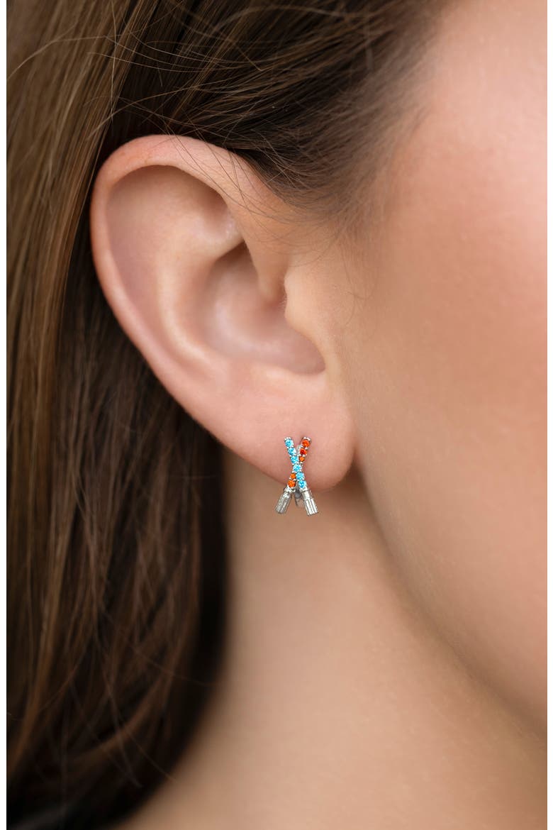Star Wars™ Lightsaber Duel Cubic Zirconia Hoop Earrings, Alternate, color, SILVER