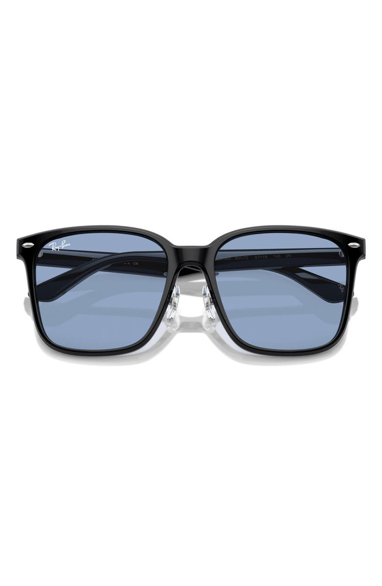 Ray-Ban Slim Square 57mm Sunglasses, Alternate, color, Black