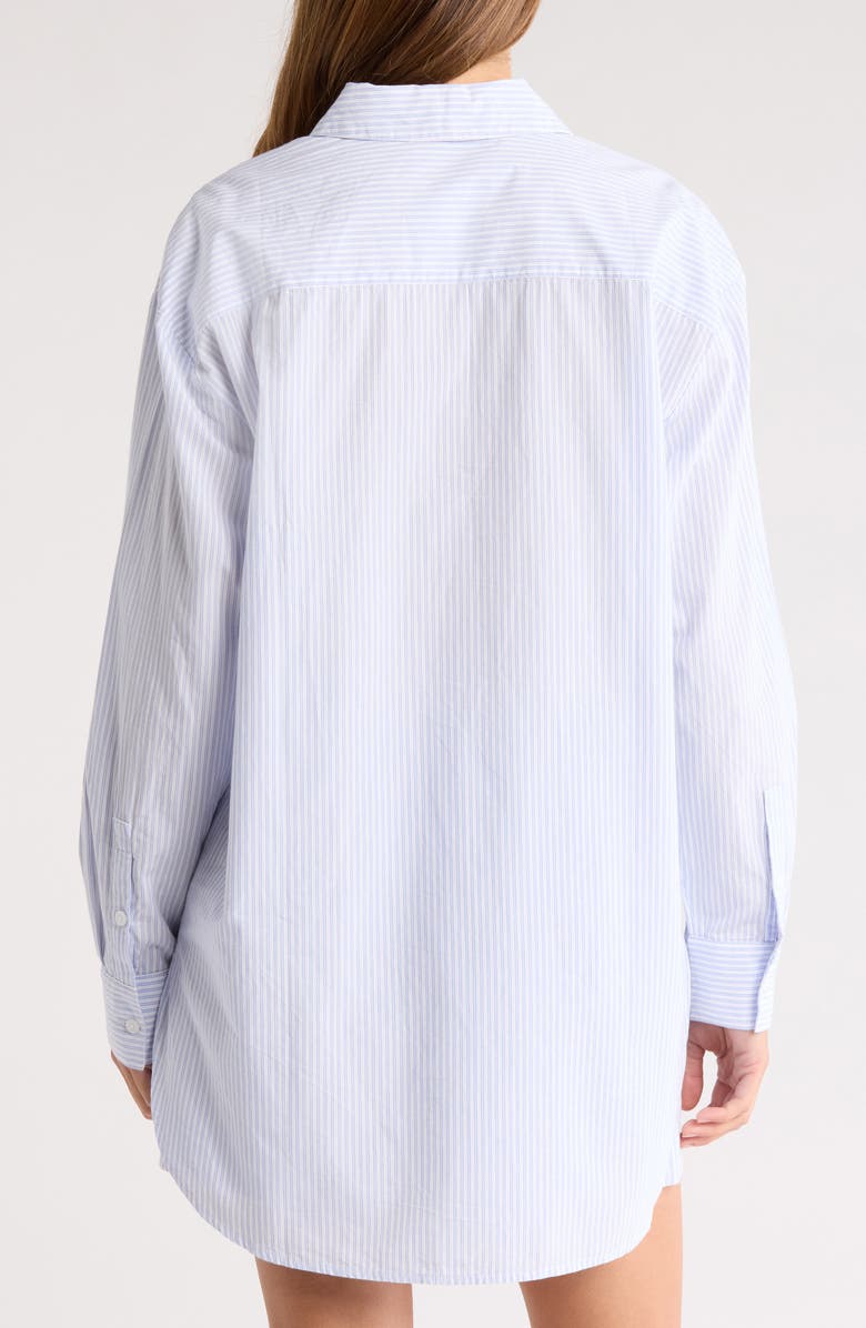 Nordstrom Oversize Stripe Cotton Short Pajamas, Alternate, color, White- Blue Mia Stripe