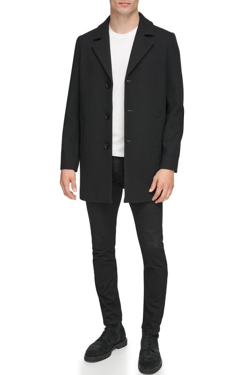 Kenneth Cole New York Twill Car Coat, Alternate, color, Black