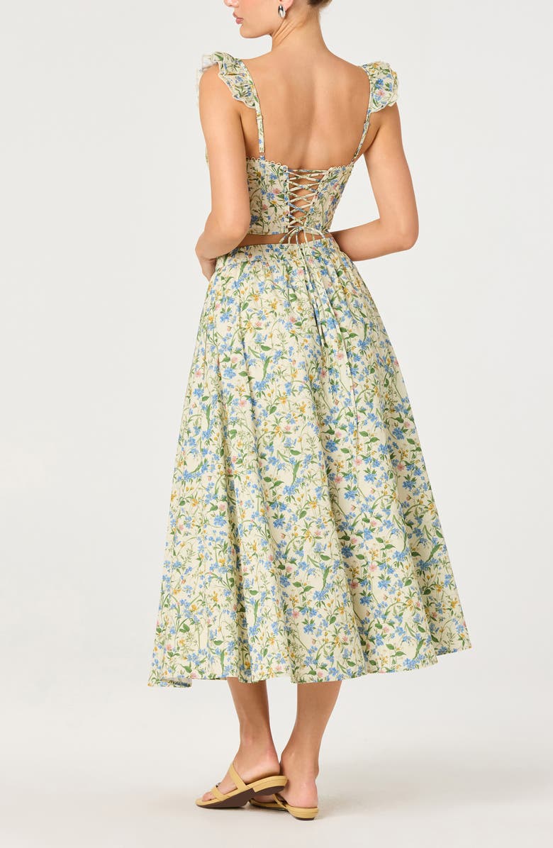 ASTR the Label Wedelia Floral Lace-Up Crop Top, Alternate, color, Blue Green Multi Floral