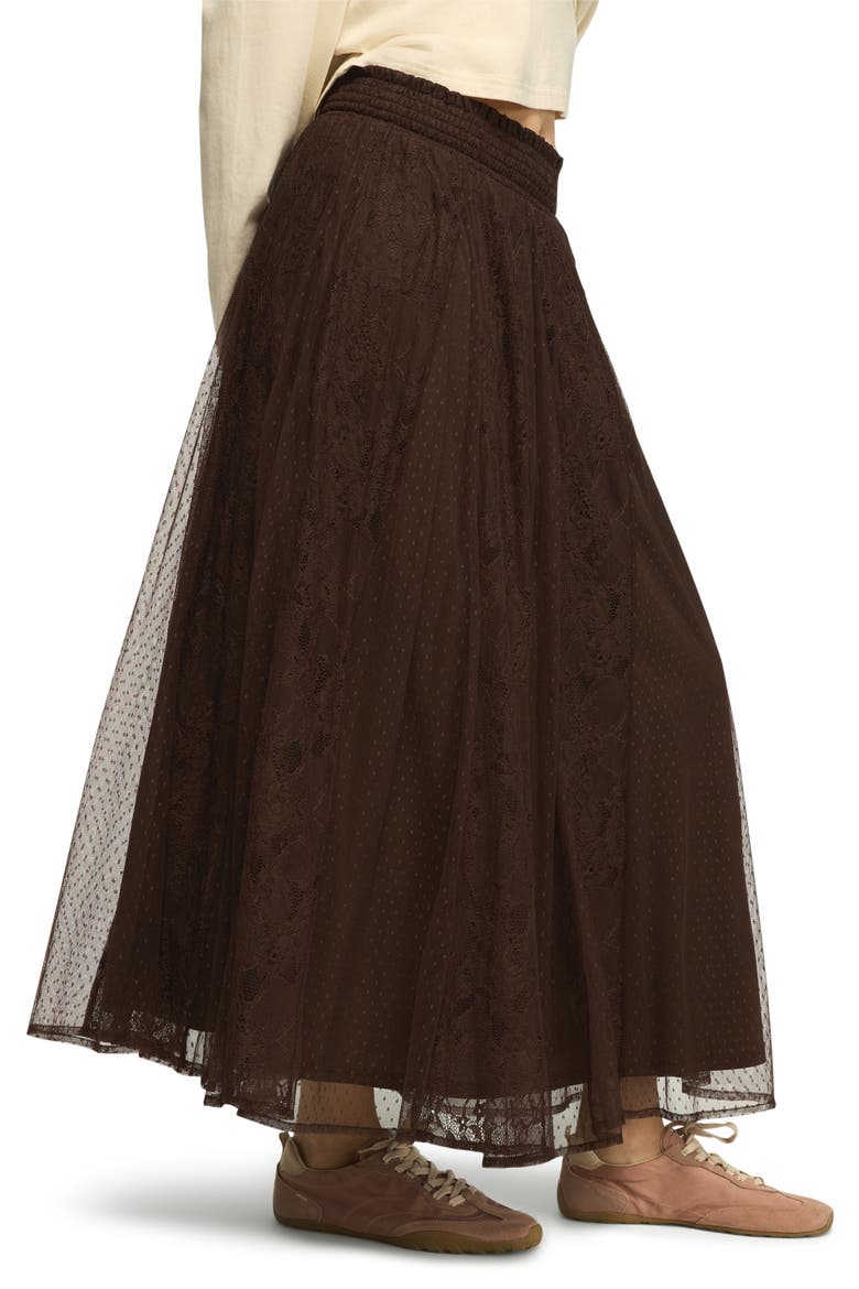 Allover Lace Midi Skirt, Alternate, color, CHOCOLATE BROWN